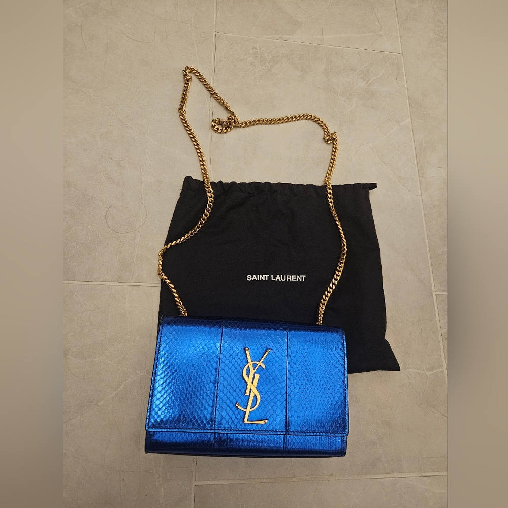 Saint Laurent Metallic Blue Crossbody Bag